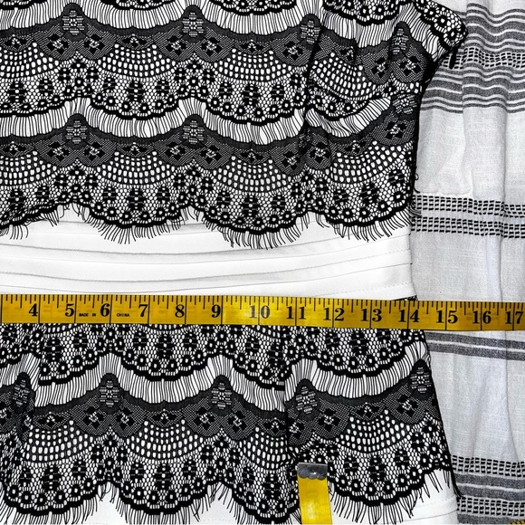 Sangria Petite Black Cream Sheath Knee Length Dress Lace‎ Tiered Flapper Gatsby - Picture 11 of 12